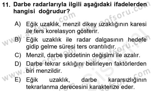 Uzaktan Algılama Dersi 2018 - 2019 Yılı (Vize) Ara Sınav Soruları 11. Soru