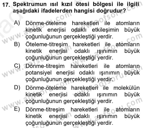 Uzaktan Algılama Dersi 2018 - 2019 Yılı (Vize) Ara Sınav Soruları 17. Soru