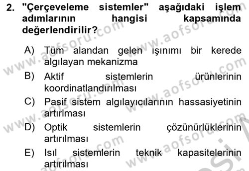 Uzaktan Algılama Dersi 2018 - 2019 Yılı Yaz Okulu Sınav Soruları 2. Soru