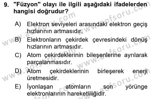 Uzaktan Algılama Dersi 2018 - 2019 Yılı Yaz Okulu Sınav Soruları 9. Soru
