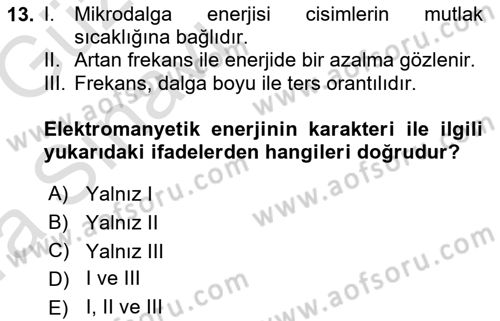 Uzaktan Algılama Dersi 2019 - 2020 Yılı (Vize) Ara Sınav Soruları 13. Soru