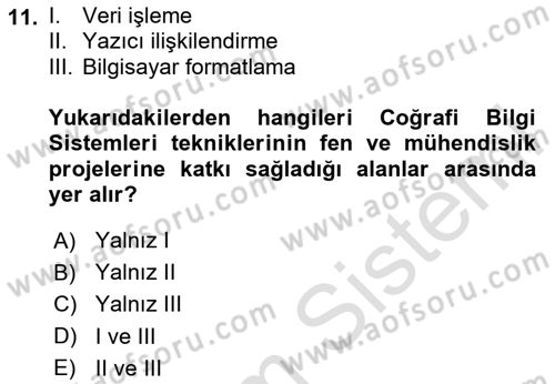 Uzaktan Algılama Dersi 2020 - 2021 Yılı Yaz Okulu Sınav Soruları 11. Soru