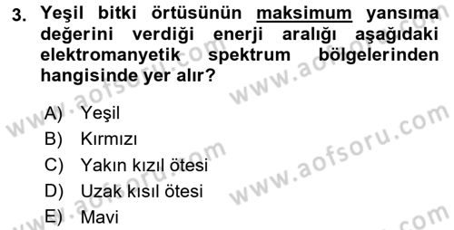 Uzaktan Algılama Dersi 2020 - 2021 Yılı Yaz Okulu Sınav Soruları 3. Soru