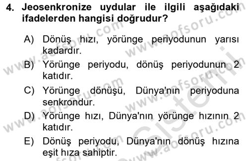 Uzaktan Algılama Dersi 2020 - 2021 Yılı Yaz Okulu Sınav Soruları 4. Soru