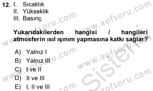 Uzaktan Algılama Dersi 2021 - 2022 Yılı (Vize) Ara Sınav Soruları 12. Soru