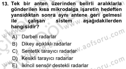 Uzaktan Algılama Dersi 2021 - 2022 Yılı (Vize) Ara Sınav Soruları 13. Soru