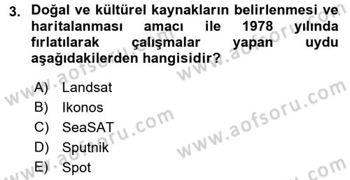 Uzaktan Algılama Dersi 2021 - 2022 Yılı (Vize) Ara Sınav Soruları 3. Soru