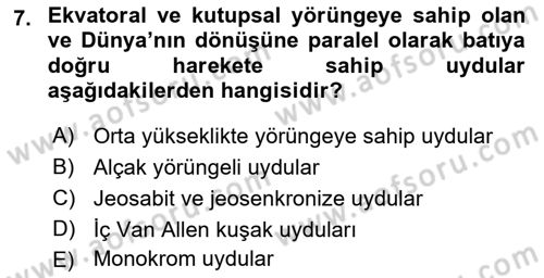 Uzaktan Algılama Dersi 2021 - 2022 Yılı (Vize) Ara Sınav Soruları 7. Soru