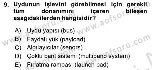 Uzaktan Algılama Dersi 2021 - 2022 Yılı (Vize) Ara Sınav Soruları 9. Soru