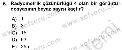Uzaktan Algılama Dersi 2021 - 2022 Yılı (Final) Dönem Sonu Sınav Soruları 6. Soru
