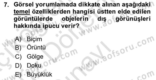 Uzaktan Algılama Dersi 2021 - 2022 Yılı (Final) Dönem Sonu Sınav Soruları 7. Soru