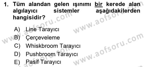 Uzaktan Algılama Dersi 2021 - 2022 Yılı Yaz Okulu Sınav Soruları 1. Soru