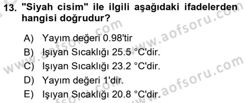Uzaktan Algılama Dersi 2022 - 2023 Yılı (Vize) Ara Sınav Soruları 13. Soru