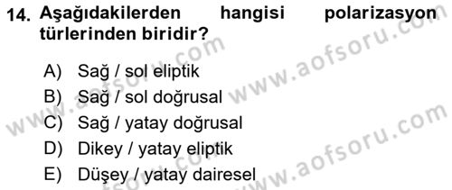 Uzaktan Algılama Dersi 2022 - 2023 Yılı (Vize) Ara Sınav Soruları 14. Soru