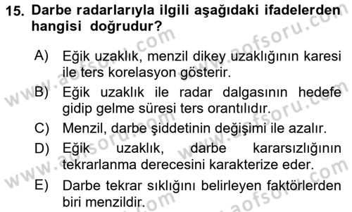 Uzaktan Algılama Dersi 2022 - 2023 Yılı (Vize) Ara Sınav Soruları 15. Soru