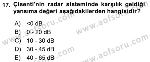 Uzaktan Algılama Dersi 2022 - 2023 Yılı (Vize) Ara Sınav Soruları 17. Soru