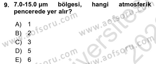 Uzaktan Algılama Dersi 2022 - 2023 Yılı (Vize) Ara Sınav Soruları 9. Soru