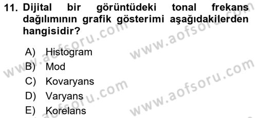 Uzaktan Algılama Dersi 2022 - 2023 Yılı (Final) Dönem Sonu Sınav Soruları 11. Soru