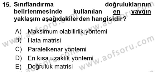 Uzaktan Algılama Dersi 2022 - 2023 Yılı (Final) Dönem Sonu Sınav Soruları 15. Soru