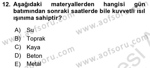 Uzaktan Algılama Dersi 2023 - 2024 Yılı (Vize) Ara Sınav Soruları 12. Soru