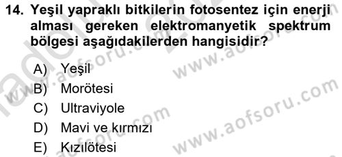 Uzaktan Algılama Dersi 2023 - 2024 Yılı (Vize) Ara Sınav Soruları 14. Soru
