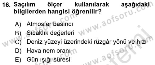Uzaktan Algılama Dersi 2023 - 2024 Yılı (Vize) Ara Sınav Soruları 16. Soru