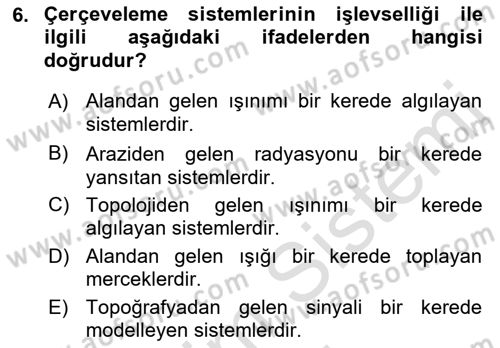 Uzaktan Algılama Dersi 2023 - 2024 Yılı (Vize) Ara Sınav Soruları 6. Soru