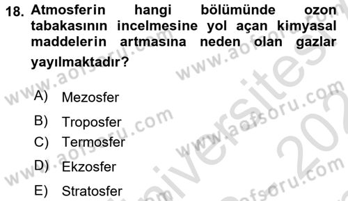 Uzaktan Algılama Dersi 2023 - 2024 Yılı (Final) Dönem Sonu Sınavı 18. Soru