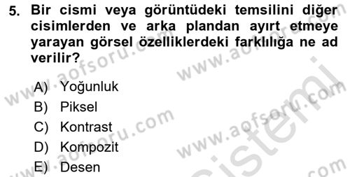 Uzaktan Algılama Dersi 2023 - 2024 Yılı (Final) Dönem Sonu Sınavı 5. Soru