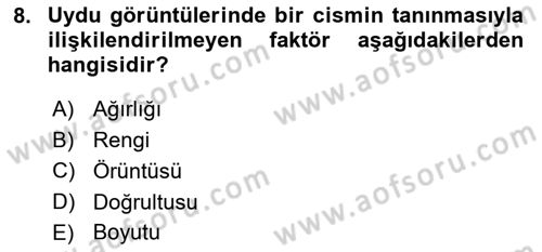 Uzaktan Algılama Dersi 2023 - 2024 Yılı (Final) Dönem Sonu Sınavı 8. Soru