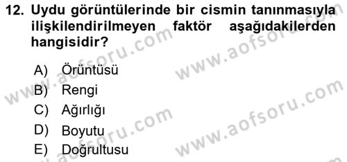 Uzaktan Algılama Dersi 2023 - 2024 Yılı Yaz Okulu Sınav Soruları 12. Soru