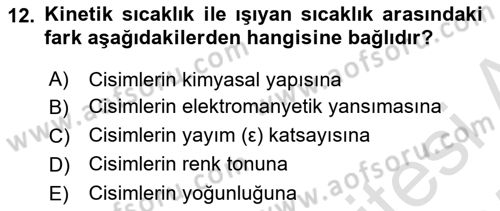 Uzaktan Algılama Dersi 2024 - 2025 Yılı (Vize) Ara Sınav Soruları 12. Soru
