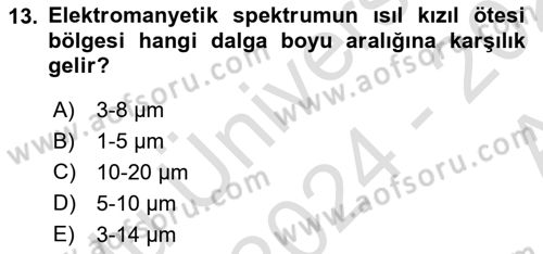 Uzaktan Algılama Dersi 2024 - 2025 Yılı (Vize) Ara Sınav Soruları 13. Soru