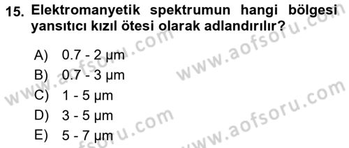 Uzaktan Algılama Dersi 2024 - 2025 Yılı (Vize) Ara Sınav Soruları 15. Soru