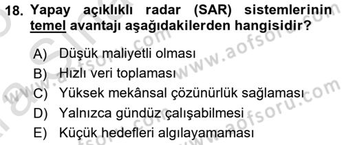 Uzaktan Algılama Dersi 2024 - 2025 Yılı (Vize) Ara Sınav Soruları 18. Soru