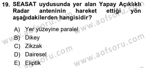 Uzaktan Algılama Dersi 2024 - 2025 Yılı (Vize) Ara Sınav Soruları 19. Soru