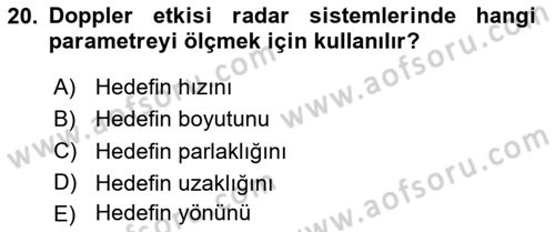 Uzaktan Algılama Dersi 2024 - 2025 Yılı (Vize) Ara Sınav Soruları 20. Soru