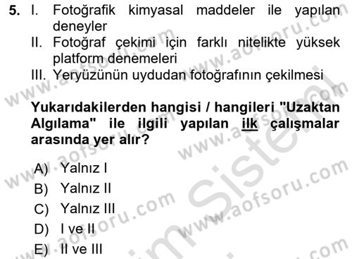 Uzaktan Algılama Dersi 2024 - 2025 Yılı (Vize) Ara Sınav Soruları 5. Soru
