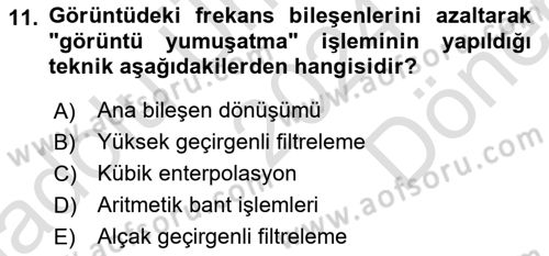 Uzaktan Algılama Dersi 2024 - 2025 Yılı (Final) Dönem Sonu Sınav Soruları 11. Soru