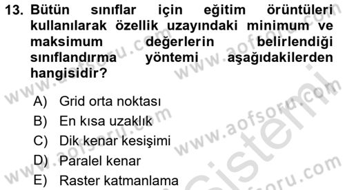 Uzaktan Algılama Dersi 2024 - 2025 Yılı (Final) Dönem Sonu Sınav Soruları 13. Soru