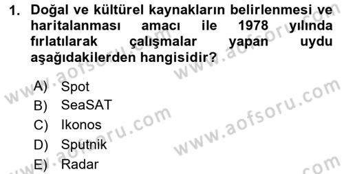 Uzaktan Algılama Dersi 2024 - 2025 Yılı Yaz Okulu Sınav Soruları 1. Soru