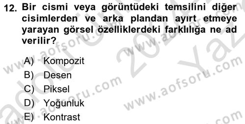 Uzaktan Algılama Dersi 2024 - 2025 Yılı Yaz Okulu Sınav Soruları 12. Soru