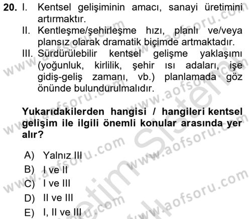 Uzaktan Algılama Dersi 2024 - 2025 Yılı Yaz Okulu Sınav Soruları 20. Soru