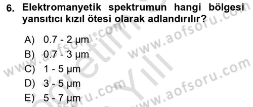 Uzaktan Algılama Dersi 2024 - 2025 Yılı Yaz Okulu Sınav Soruları 6. Soru
