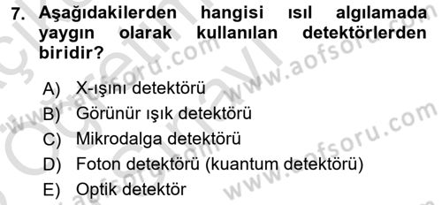 Uzaktan Algılama Dersi 2024 - 2025 Yılı Yaz Okulu Sınav Soruları 7. Soru