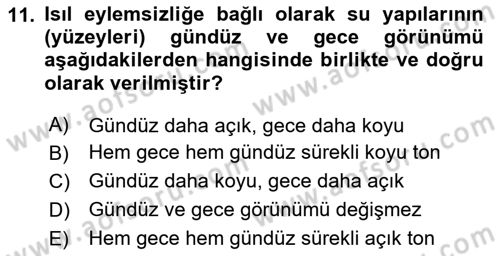 Uzaktan Algılama Dersi 2025 - 2026 Yılı (Vize) Ara Sınav Soruları 11. Soru
