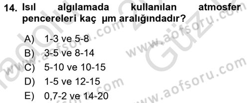 Uzaktan Algılama Dersi 2025 - 2026 Yılı (Vize) Ara Sınav Soruları 14. Soru