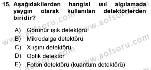 Uzaktan Algılama Dersi 2025 - 2026 Yılı (Vize) Ara Sınav Soruları 15. Soru