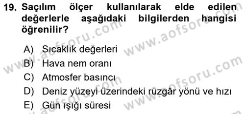 Uzaktan Algılama Dersi 2025 - 2026 Yılı (Vize) Ara Sınav Soruları 19. Soru