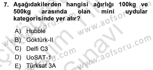 Uzaktan Algılama Dersi 2025 - 2026 Yılı (Vize) Ara Sınav Soruları 7. Soru
